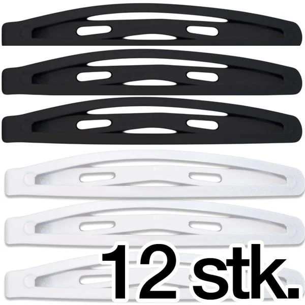 Haarspange – 12er Pack (8 Schwarz + 4 Weiß) – 8 cm