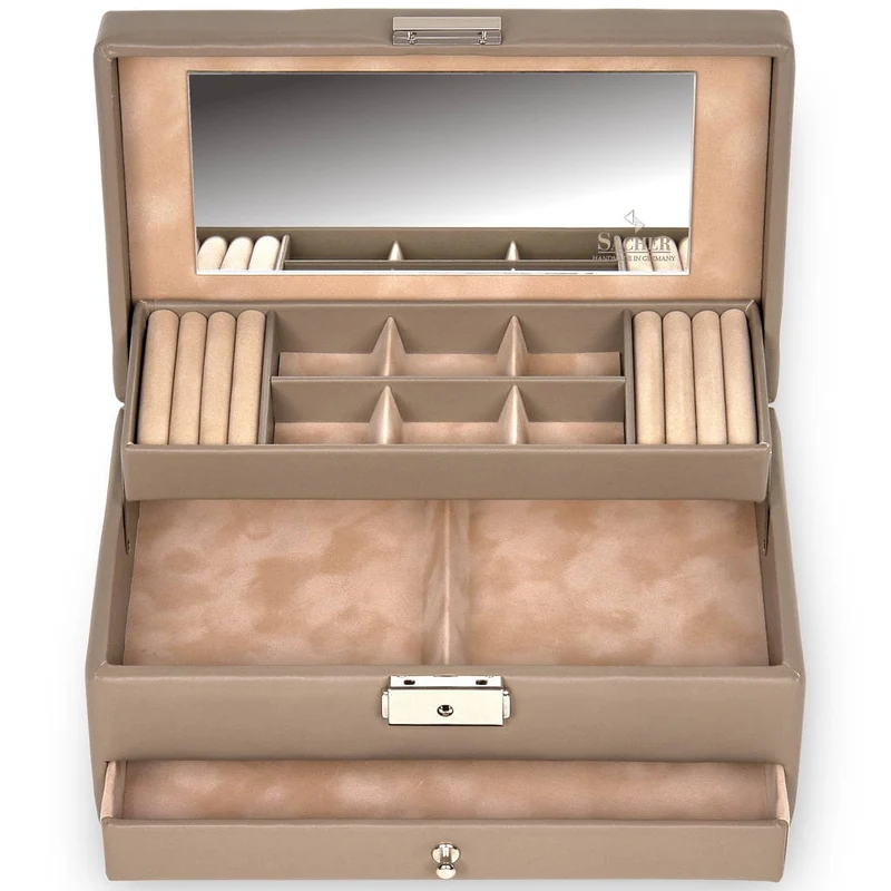 Schmuckkasten Helen nature / taupe (Leder)