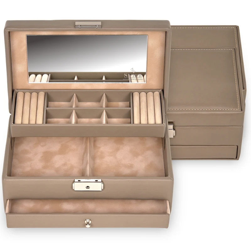 Schmuckkasten Helen nature / taupe (Leder)