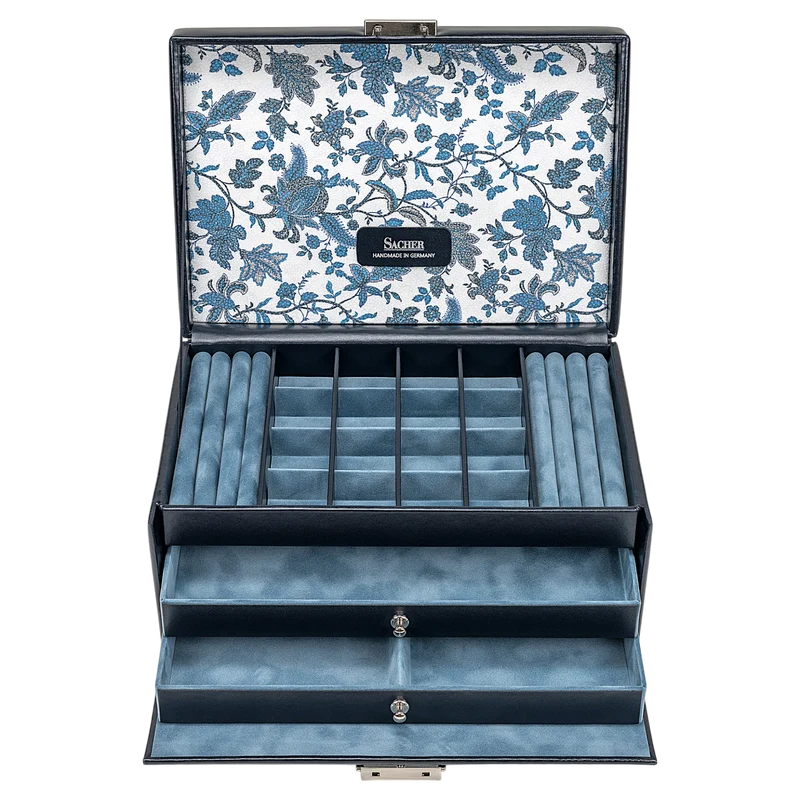 Schmuckkasten Ina florage / navy (Leder)