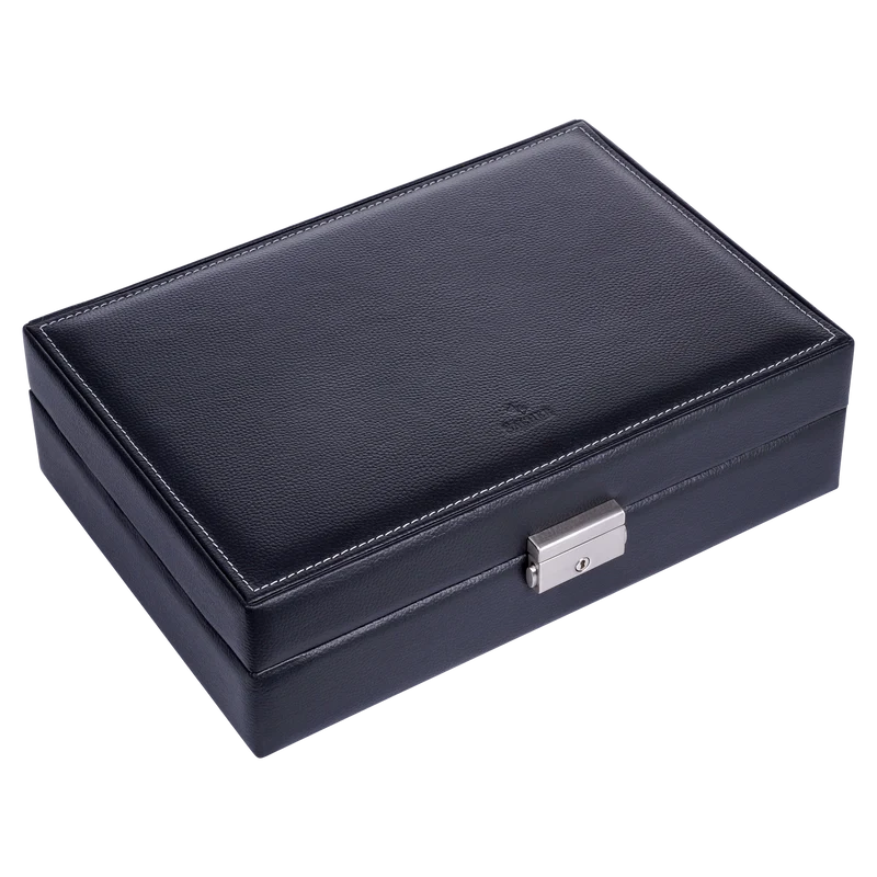 Uhrenetui für 6 Uhren tamigi sport / schwarz (Leder)