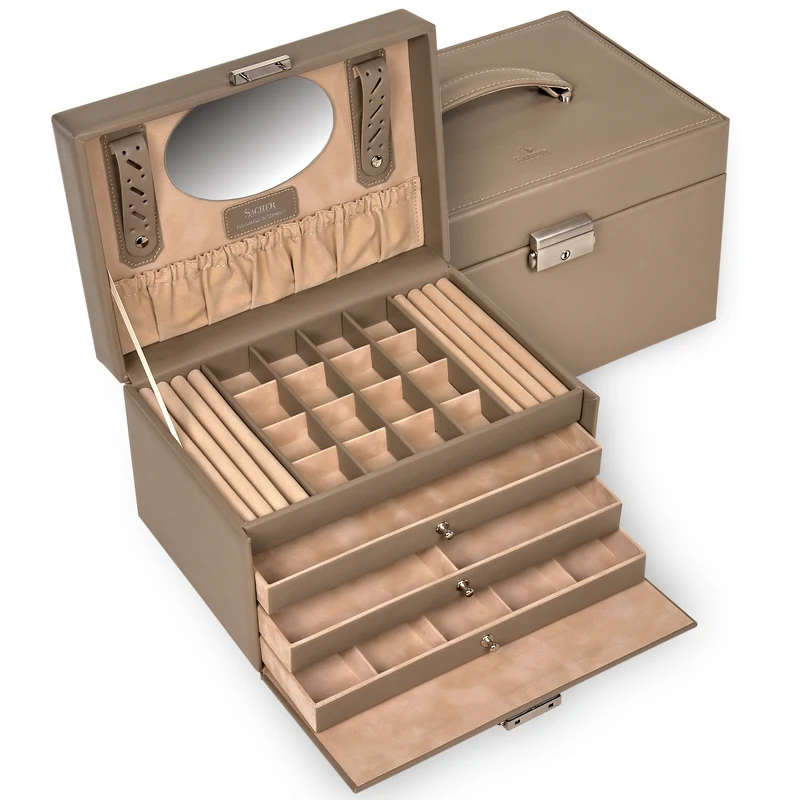 Schmuckkasten Lena nature / taupe (Leder)