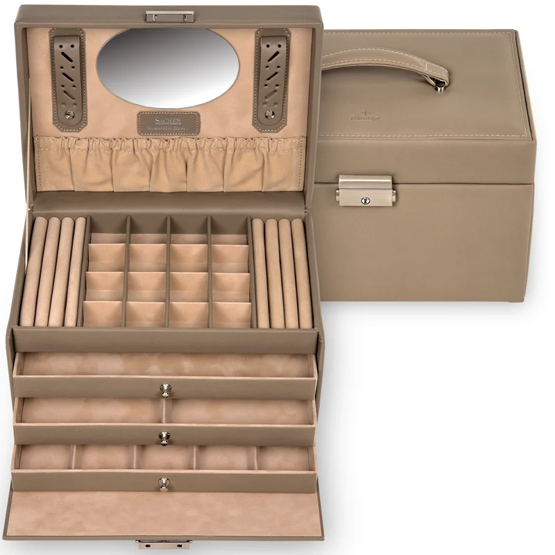 Schmuckkasten Lena nature / taupe (Leder)