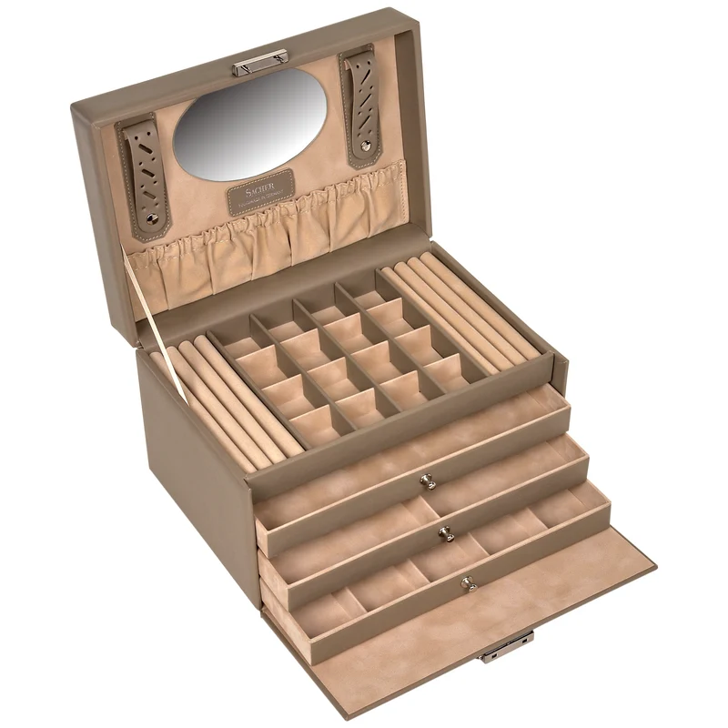 Schmuckkasten Lena nature / taupe (Leder)