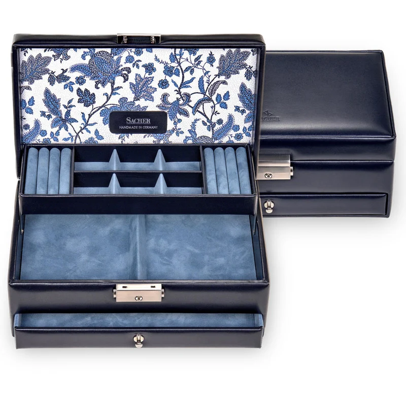 Schmuckkasten Helen florage / navy (Leder)