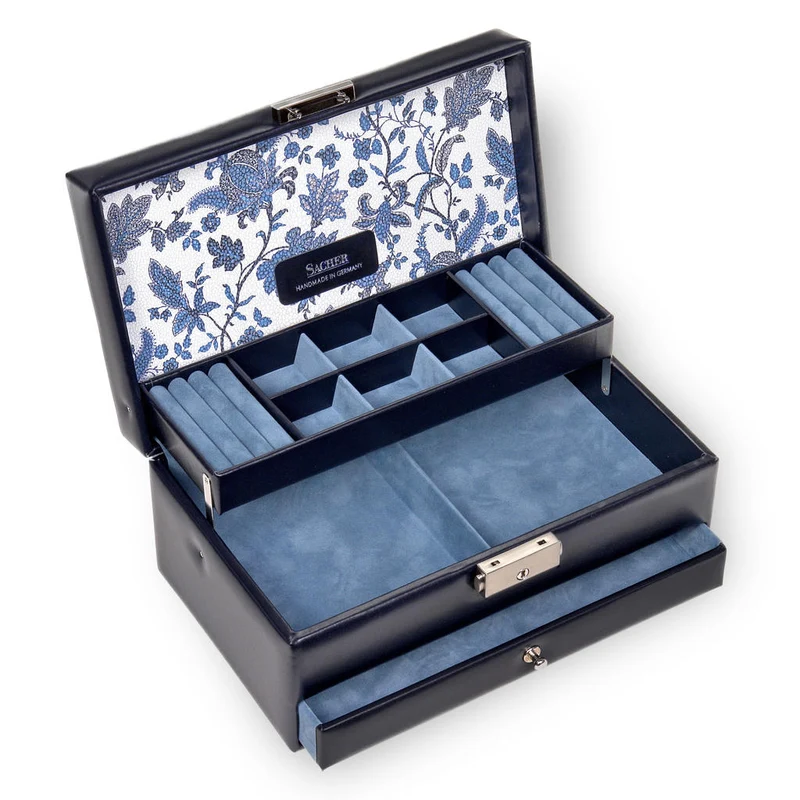 Schmuckkasten Helen florage / navy (Leder)