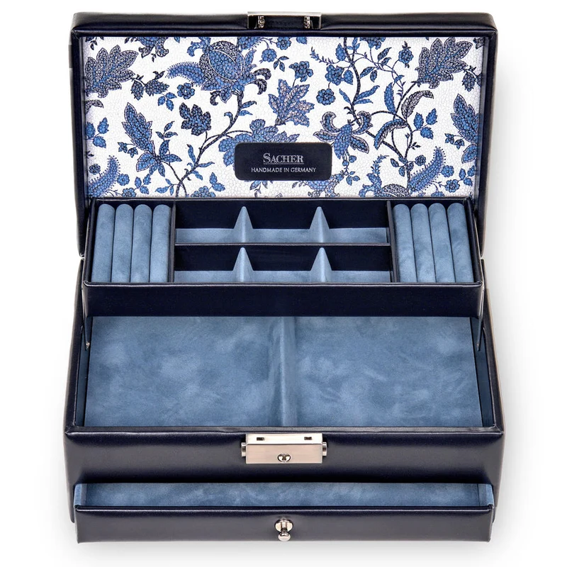 Schmuckkasten Helen florage / navy (Leder)