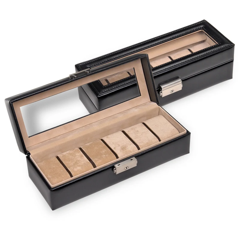 Uhrenetui für 6 Uhren new classic / schwarz (Leder)