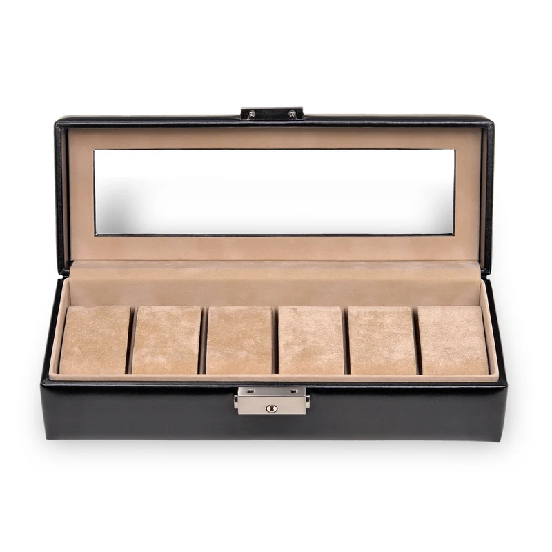 Uhrenetui für 6 Uhren new classic / schwarz (Leder)