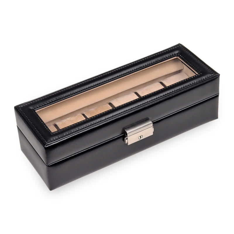 Uhrenetui für 6 Uhren new classic / schwarz (Leder)