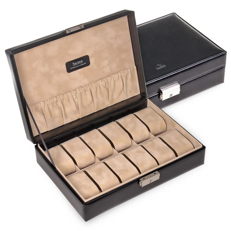 Uhrenetui für 12 Uhren new classic / schwarz (Leder)