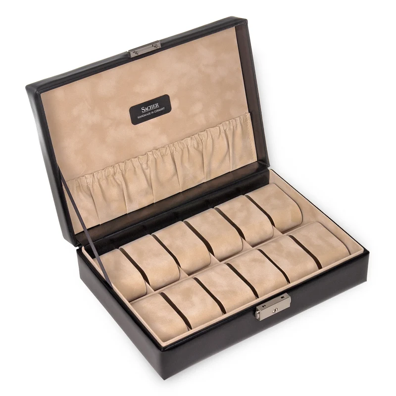 Uhrenetui für 12 Uhren new classic / schwarz (Leder)