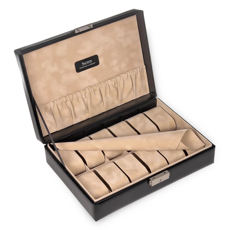 Uhrenetui für 12 Uhren new classic / schwarz (Leder)