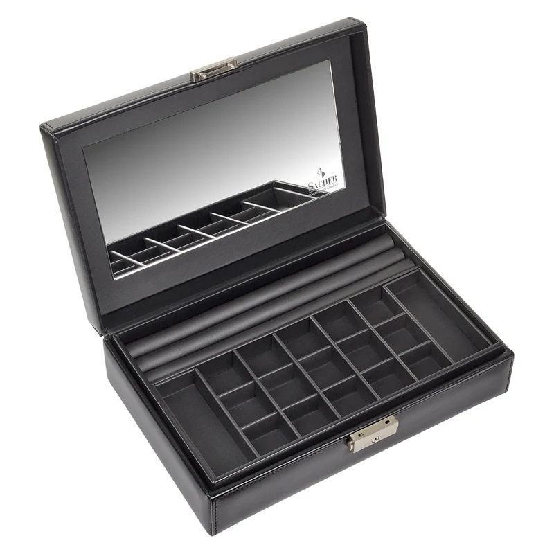 Schmuckkassette Isa black exclusive / schwarz (Leder)