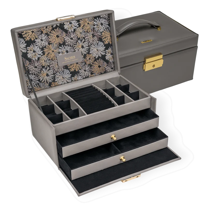 Schmuckkasten Emma fleur venice / grau (Leder)