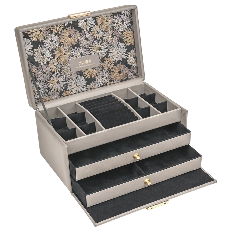 Schmuckkasten Emma fleur venice / grau (Leder)