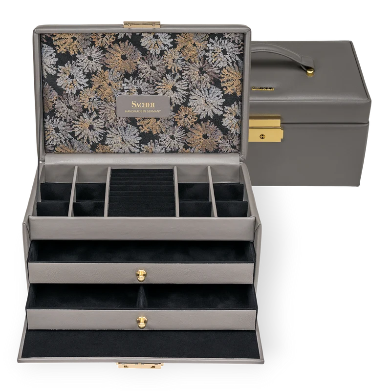 Schmuckkasten Emma fleur venice / grau (Leder)