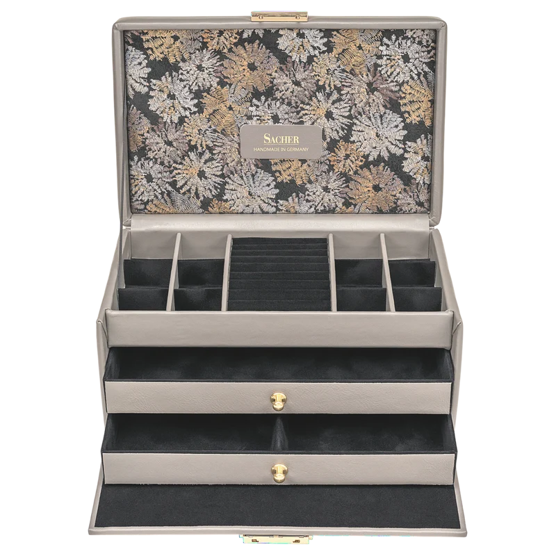 Schmuckkasten Emma fleur venice / grau (Leder)