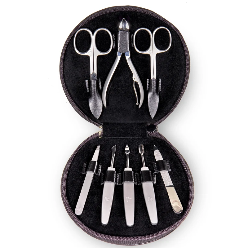 8-teilig Maniküretui Manikürenset / schwarz (Leder)