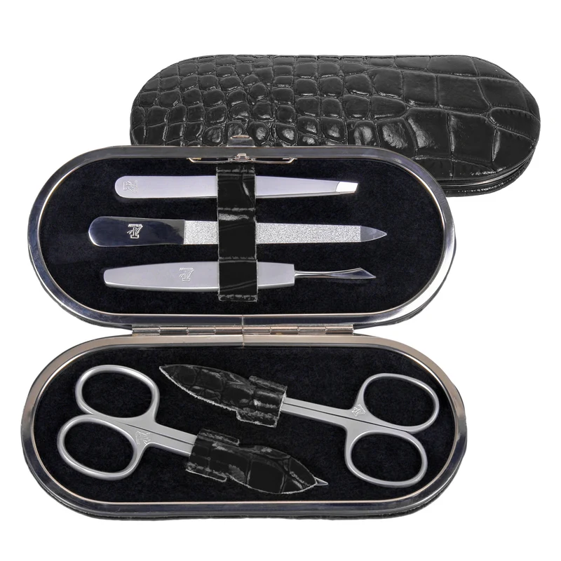 5-teilig Maniküretui Manikürenset / schwarz (Leder)