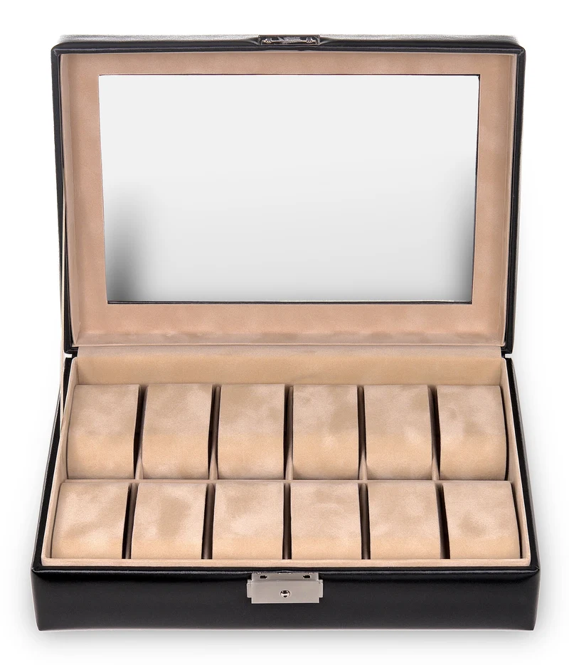 Uhrenetui für 12 Uhren new classic / schwarz (Leder)
