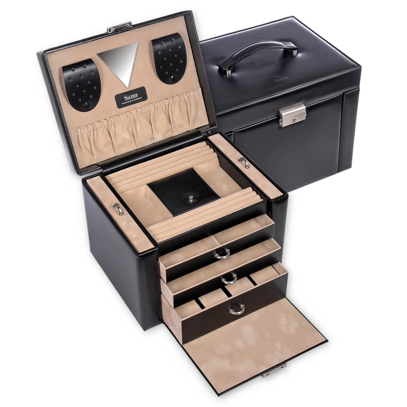 Schmuckkasten Maxima new classic / schwarz (Leder)