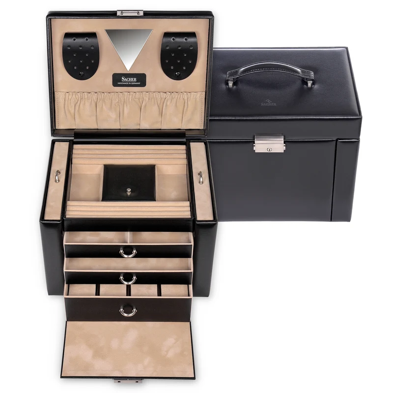 Schmuckkasten Maxima new classic / schwarz (Leder)