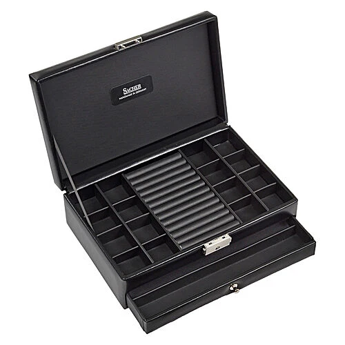 Ring- und Sammleretui black exclusive / schwarz (Leder)