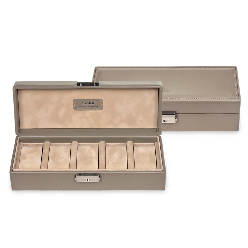Uhrenetui für 5 Uhren nature / taupe (Leder)