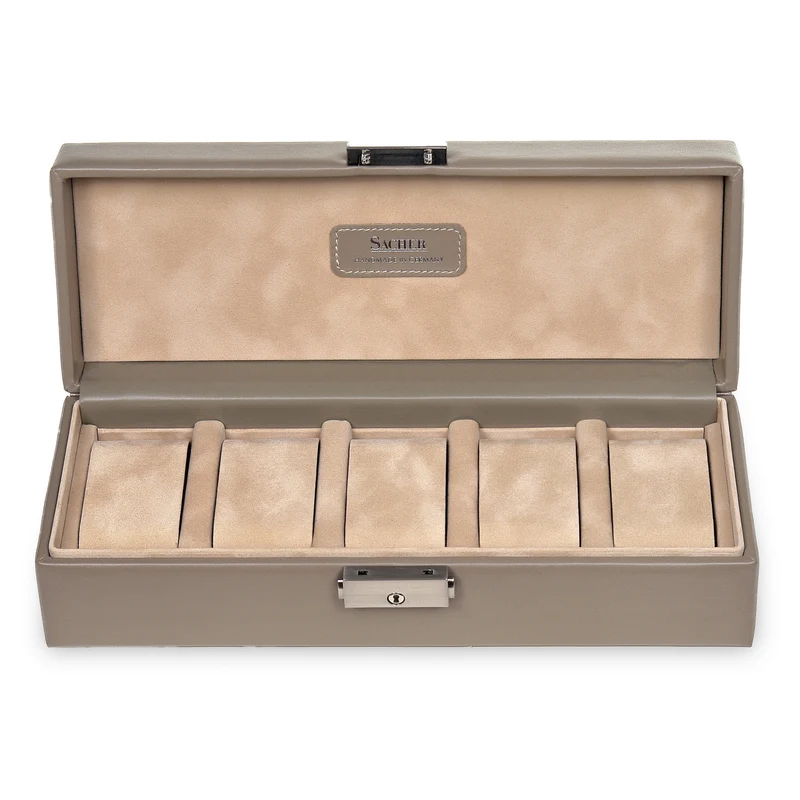 Uhrenetui für 5 Uhren nature / taupe (Leder)