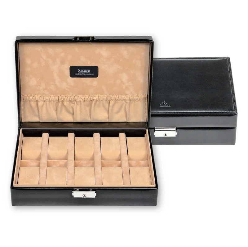 Uhrenetui für 10 Uhren new classic / schwarz (Leder)