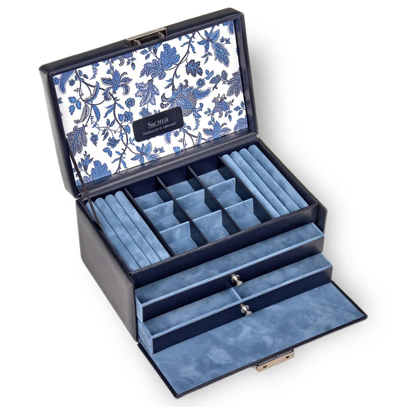 Schmuckkasten Elly florage / navy (Leder)