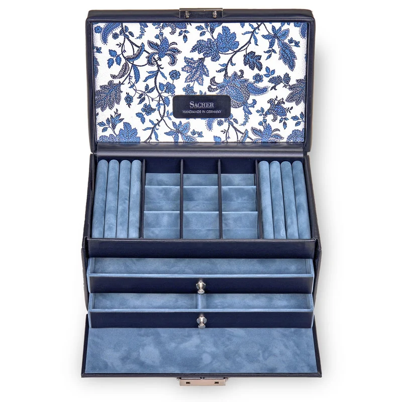 Schmuckkasten Elly florage / navy (Leder)