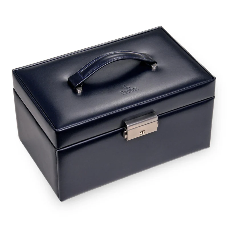 Schmuckkasten Elly florage / navy (Leder)