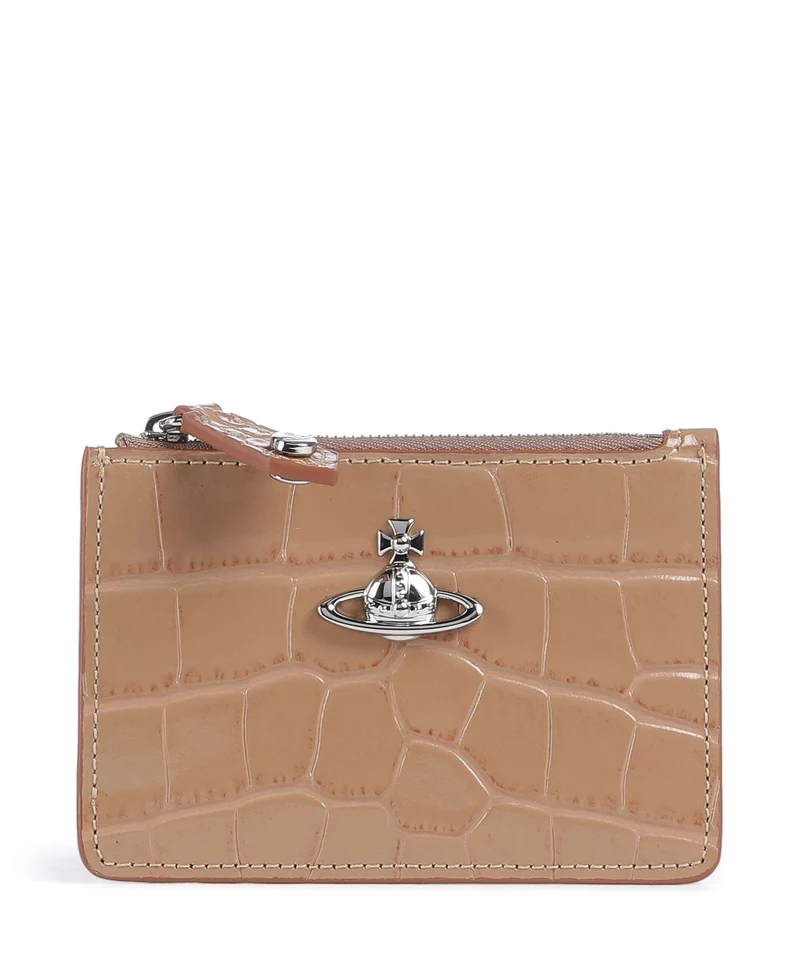 Vivienne Westwood Embossed Croc Slim Kreditkartenetui dusty pink