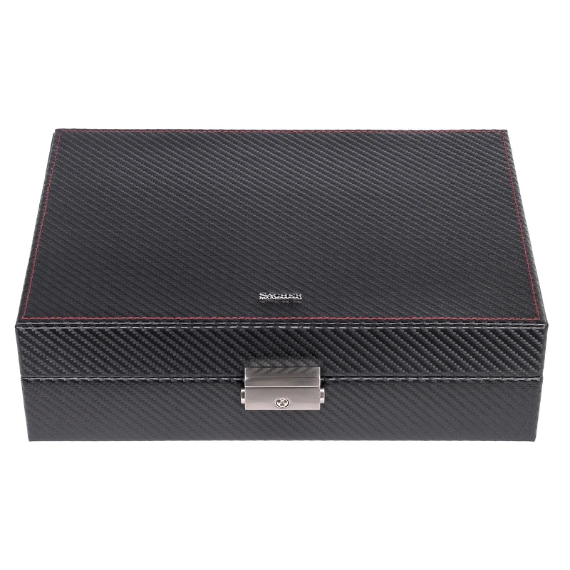 Uhrenetui für 10 Uhren carvon / schwarz (Leder)