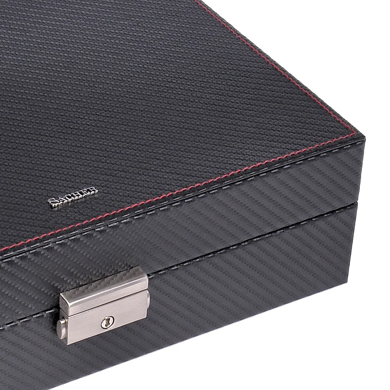 Uhrenetui für 10 Uhren carvon / schwarz (Leder)