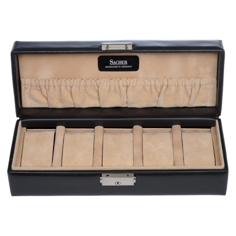 Uhrenetui für 5 Uhren new classic / schwarz (Leder)