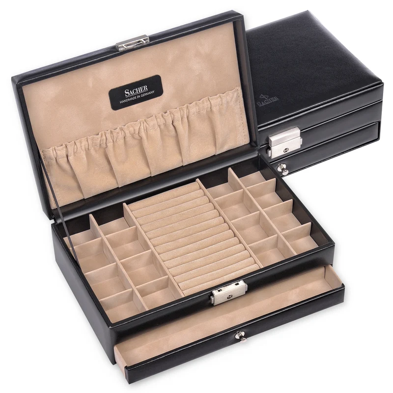 Ring- und Sammleretui new classic / schwarz (Leder)