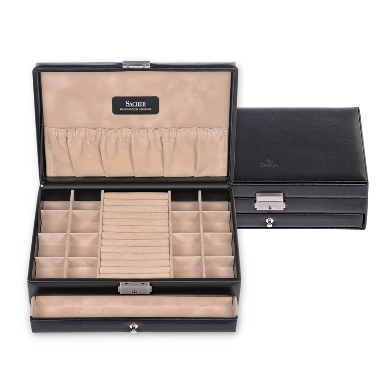 Ring- und Sammleretui new classic / schwarz (Leder)