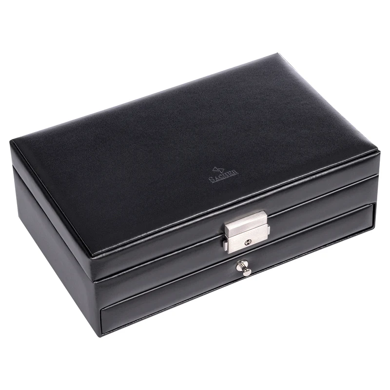 Ring- und Sammleretui new classic / schwarz (Leder)