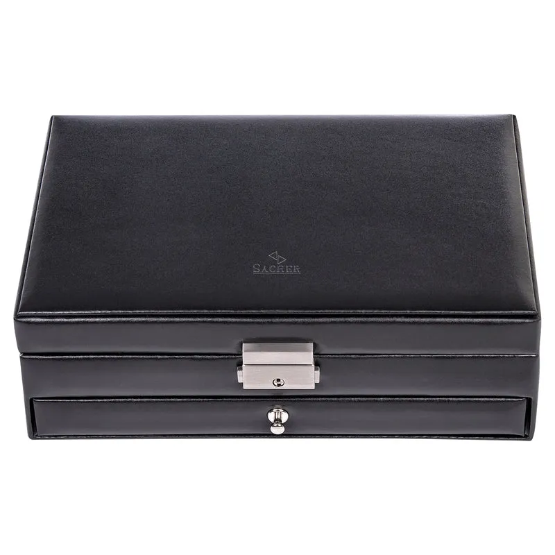Ring- und Sammleretui new classic / schwarz (Leder)