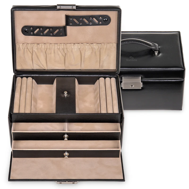 Schmuckkasten Eva new classic / schwarz (Leder)