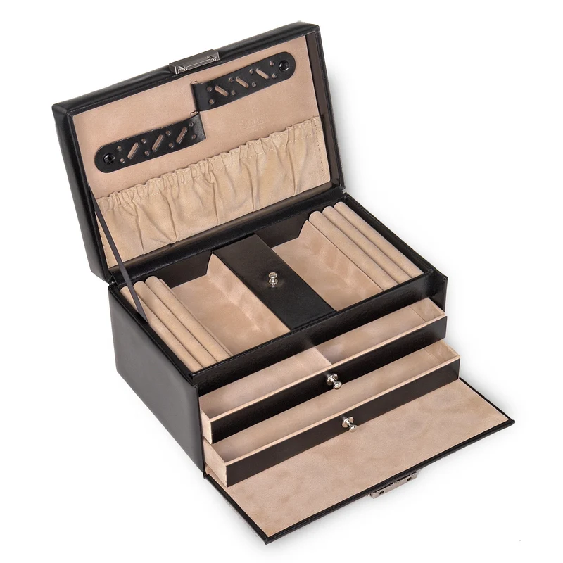 Schmuckkasten Eva new classic / schwarz (Leder)