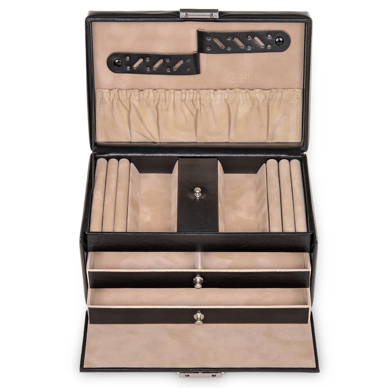 Schmuckkasten Eva new classic / schwarz (Leder)