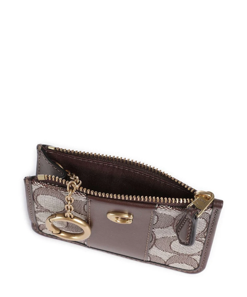 Coach Essential Signature Jacquard Mini Kreditkartenetui oak maple
