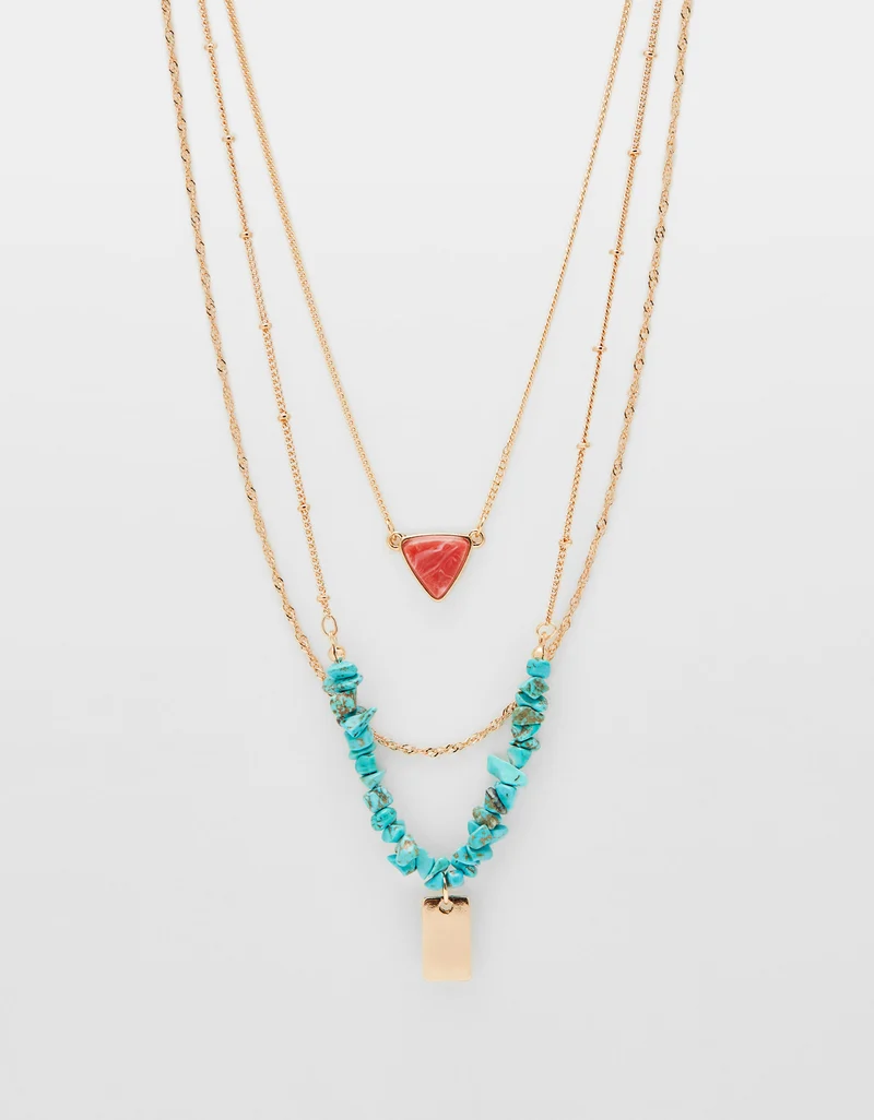Set of necklaces with stone motifs
