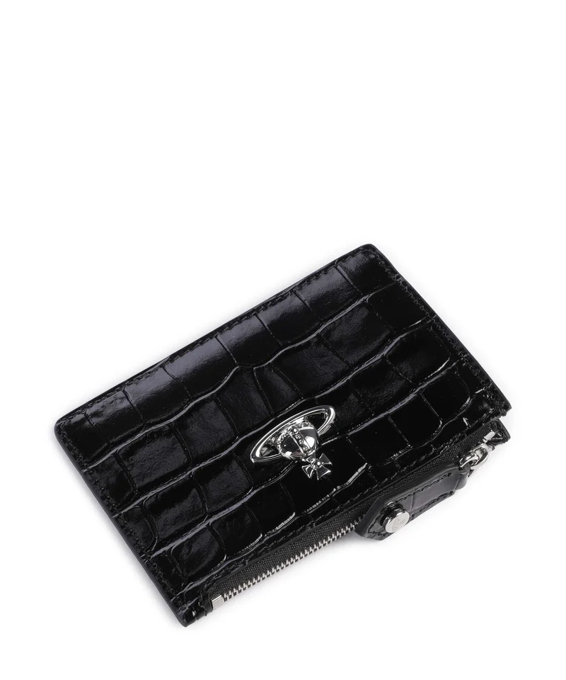Vivienne Westwood Embossed Croc Slim Kreditkartenetui black
