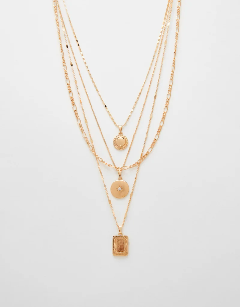 Multi-strand chain necklace with medallion