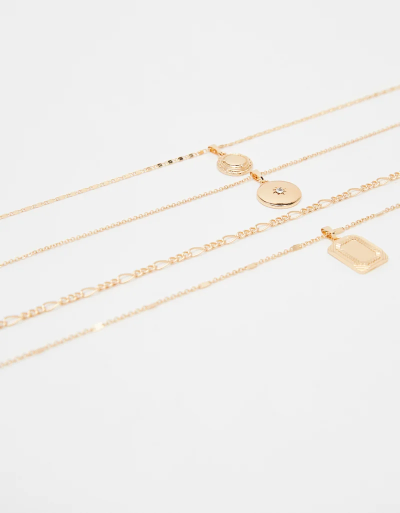 Multi-strand chain necklace with medallion